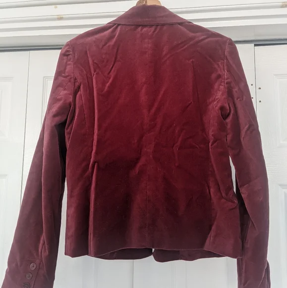 Vintage Old Navy Blazer Women’s Burgundy Velvet Silky Bow Detail | Small - Picture 3 of 8